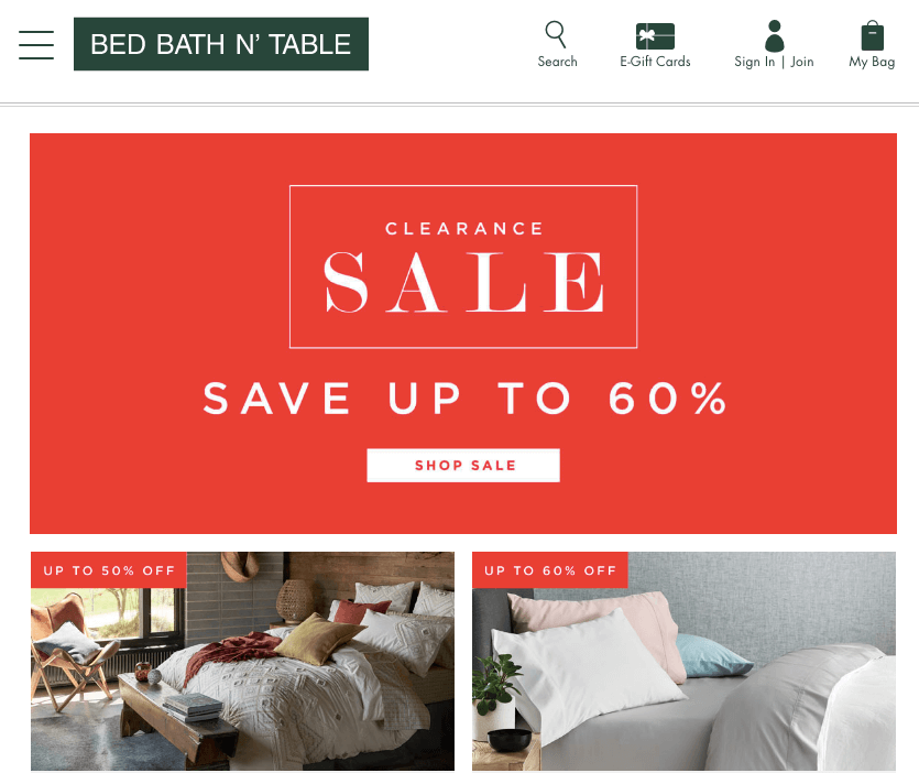 Bed Bath N' Table January sale deals offers