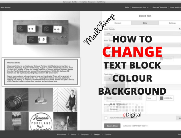 HOW TO CHANGE TEXT BLOCK COLOUR BACKGROUND MAILCHIMP