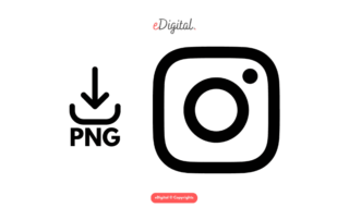 Instagram logo black white PNG