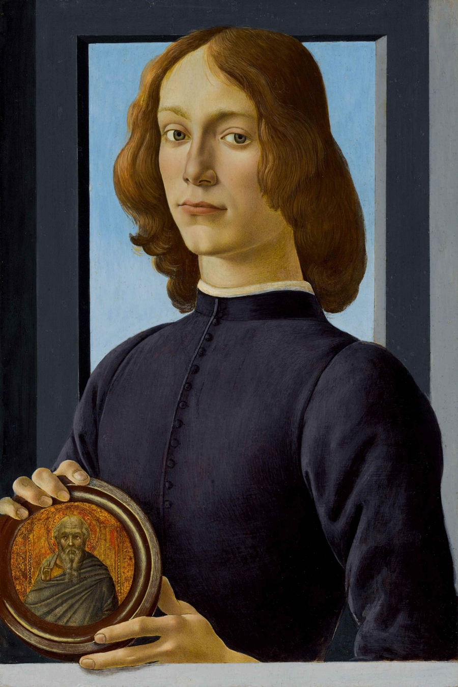 Portrait of a Young Man Holding a Roundel Sandro Botticelli