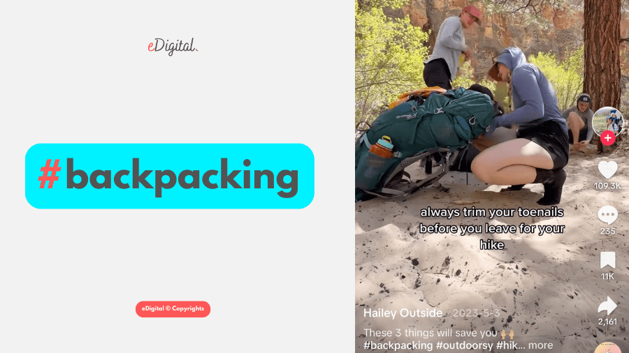 #backpacking popular travel hashtag on TikTok