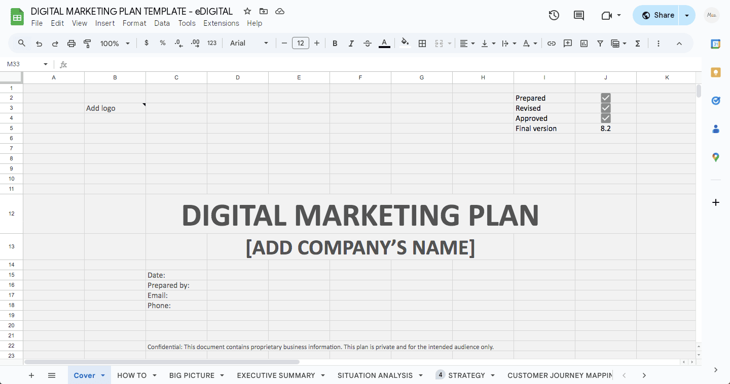 best Digital Marketing Plan template cover