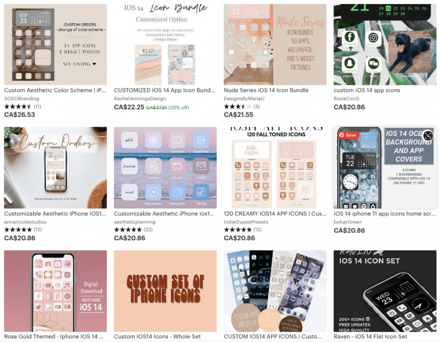 best iOS 14 icon design packs etsy