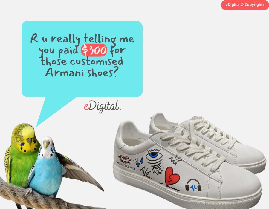 customised Armani shoes sneakers meme funny birds couple