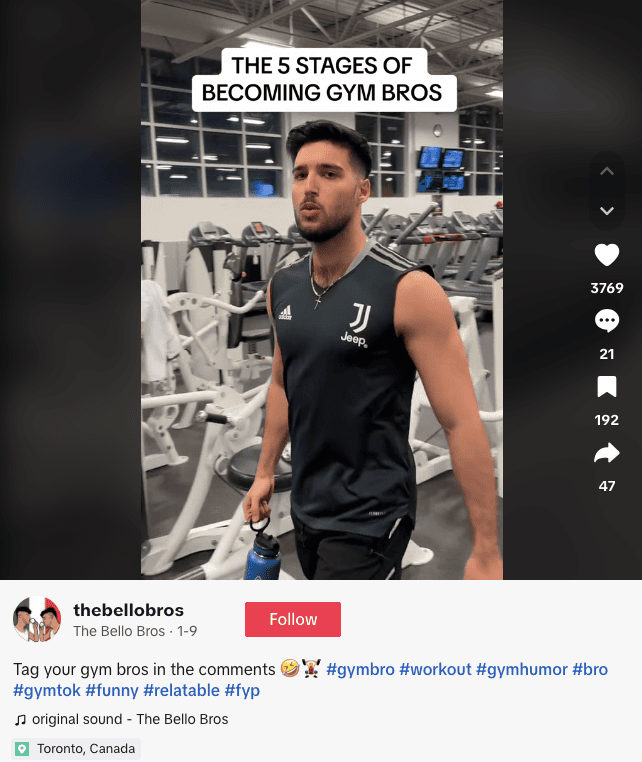 #gymbro a popular fitness hashtag on TikTok