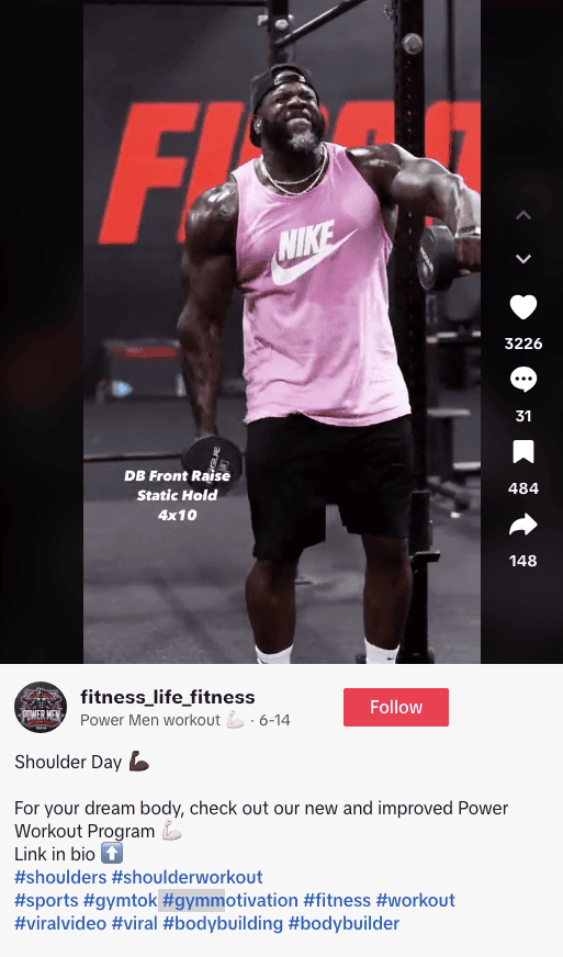 #gymmotivation a popular fitness hashtag on TikTok