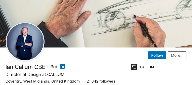 ian callum linkedin profile cover image car designer