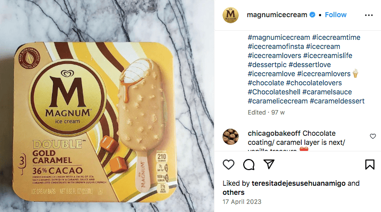 #icecream a popular food hashtag on Instagram