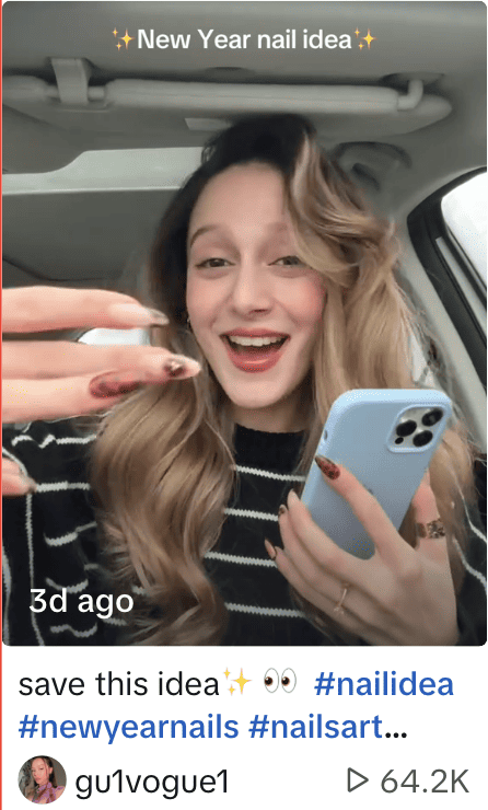 #newyearnails popular New Years hashtag on TikTok