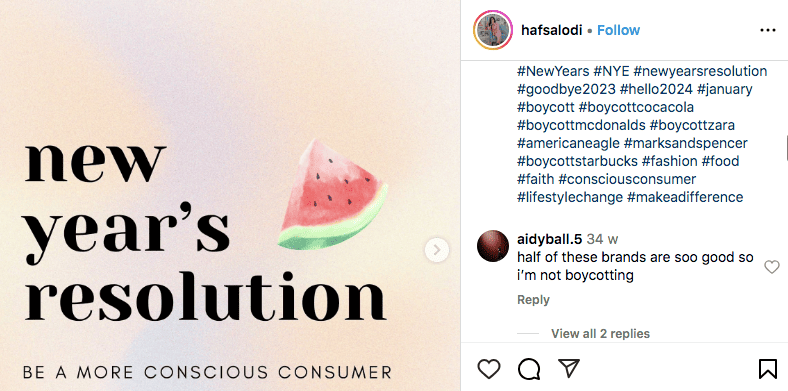 #newyearsresolution popular New Year's hashtag on Instagram