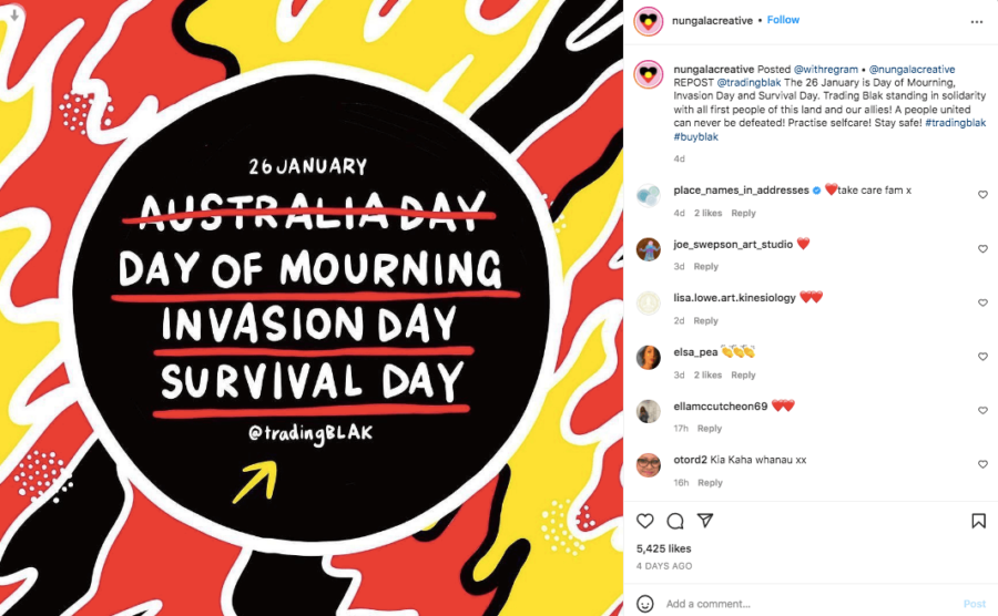 nungala creative day of mourning post Instagram