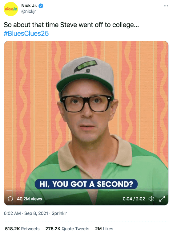 steve burns viral video blues clues nickelodeon nick jr 2021