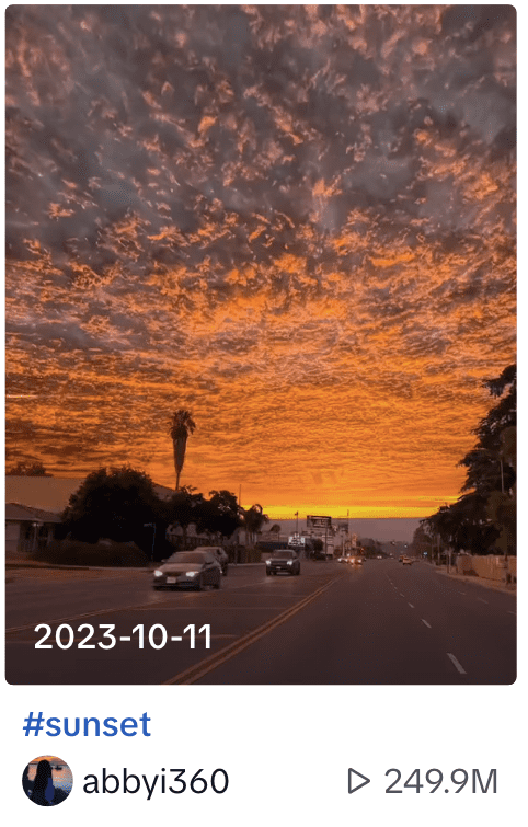 #sunset a popular nature hashtag on TikTok