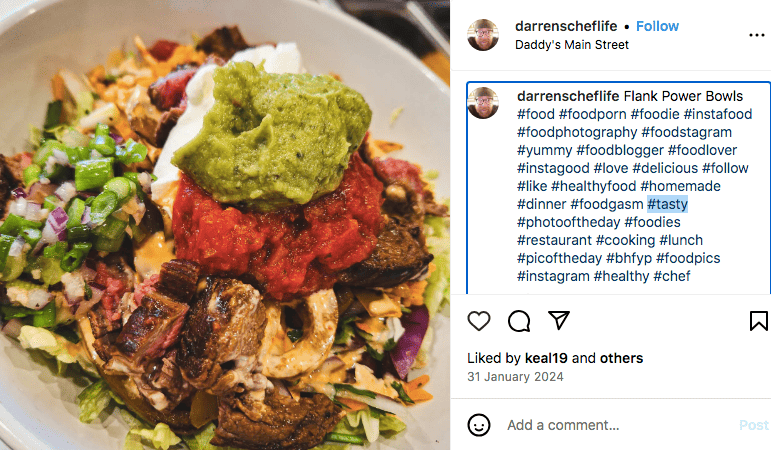 #tasty a popular food hashtag on Instagram