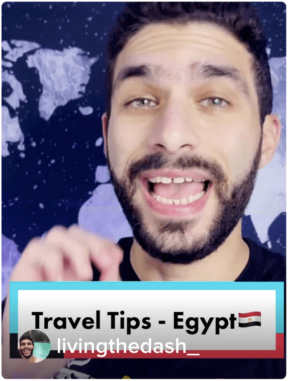 #traveltips TikTok travel hashtag Egypt man face guide advice