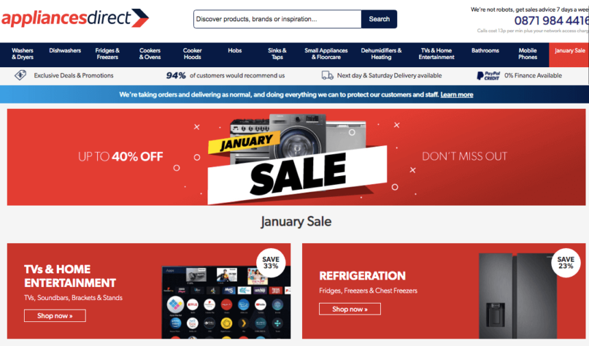 washing machines January sale deals offers appliances direct